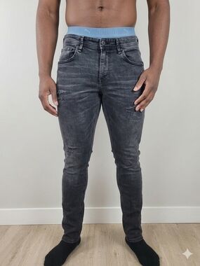 🔥 C&A Slim Fit Distressed Grey Jeans- Size 33/34 - Comfort Stretch